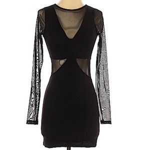 Black Dress Bodycon Long Sleeve Mesh Forever 21